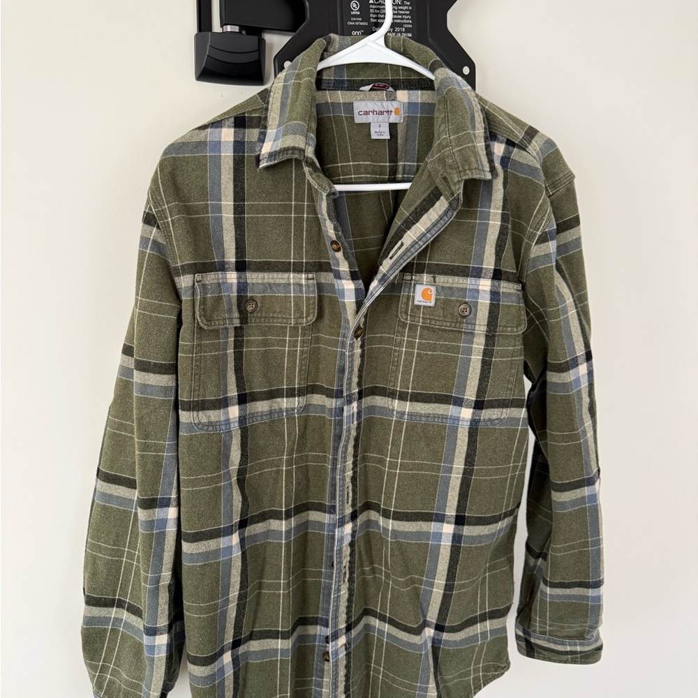Carhartt Olive Plaid Button-Up Shirt